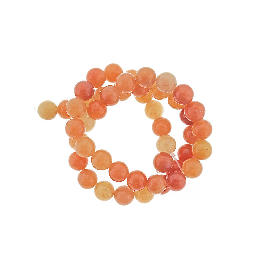 Round Natural Aventurine Beads 4mm - 12mm - Choose Your Size - Orange Peach Tones - 1 Full 15" Strand - BD2327