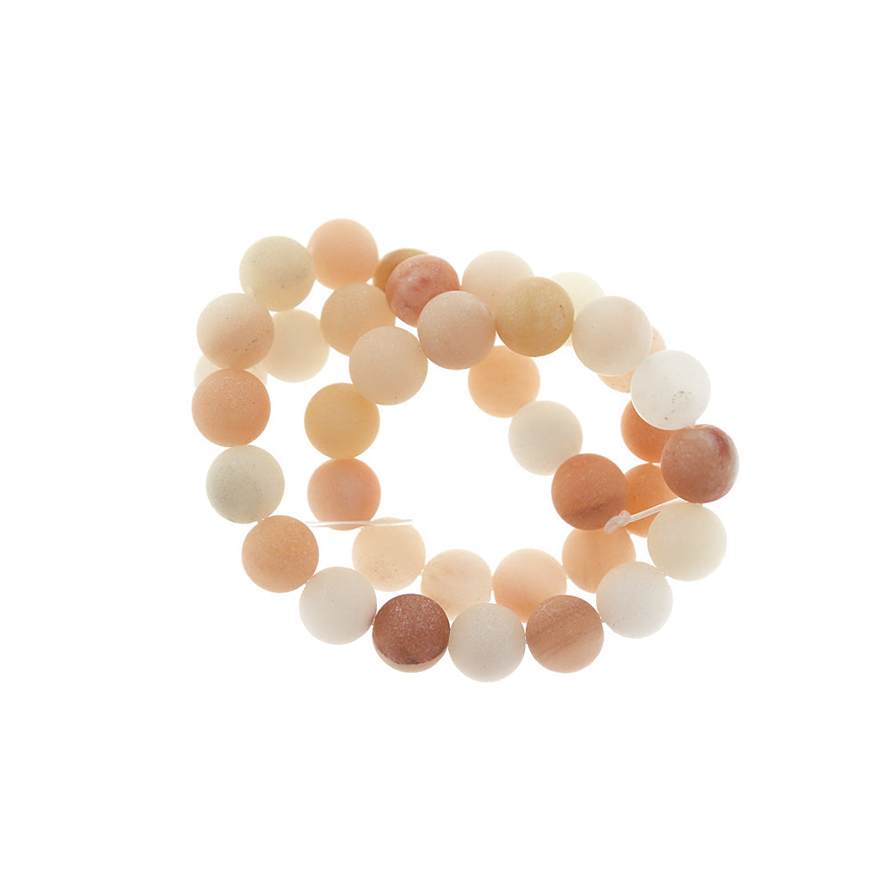 Perles d'aventurine naturelles rondes 6mm -12mm - Choisissez votre taille - Roses douces givrées - 1 brin complet de 15,5" - BD302