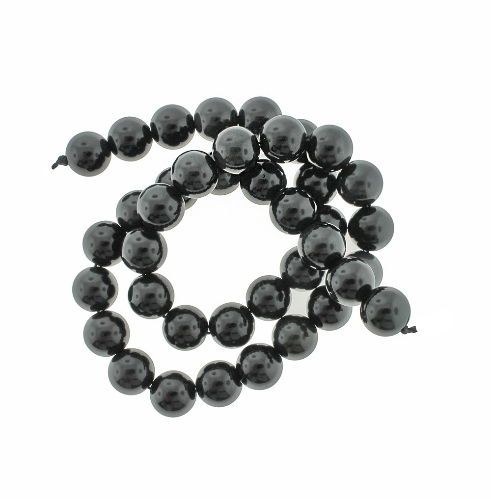 Perles rondes en obsidienne noire naturelle 4mm -12mm - Choisissez votre taille - 1 brin complet de 15" - BD1875
