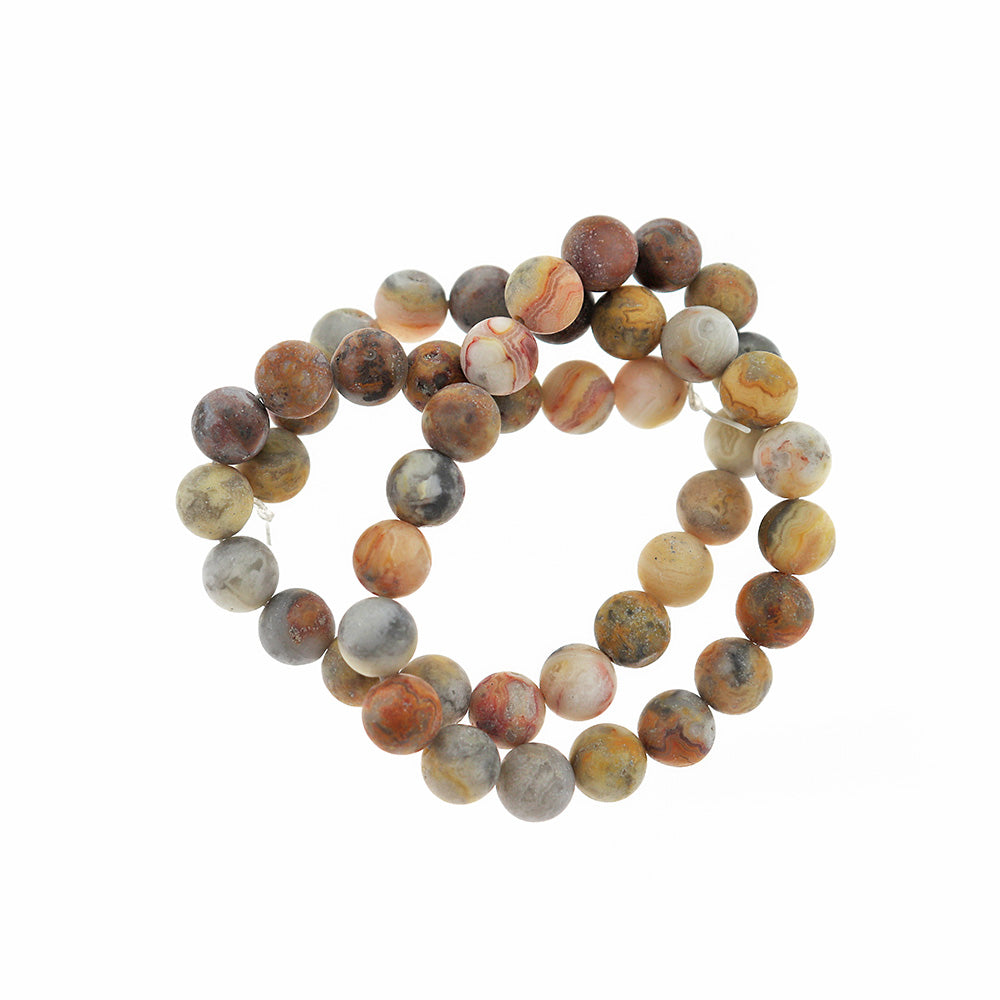 Round Natural Crazy Agate Beads 6mm -10mm - Choose Your Size - Frosted Earth Tones - 1 Full 15.5" Strand - BD626