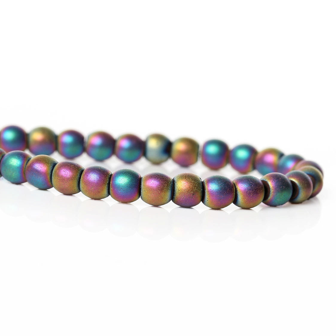 Round Natural Hematite Beads 4mm - Frosted Electroplated - 1 Strand 110 Beads - Choose Your Color!