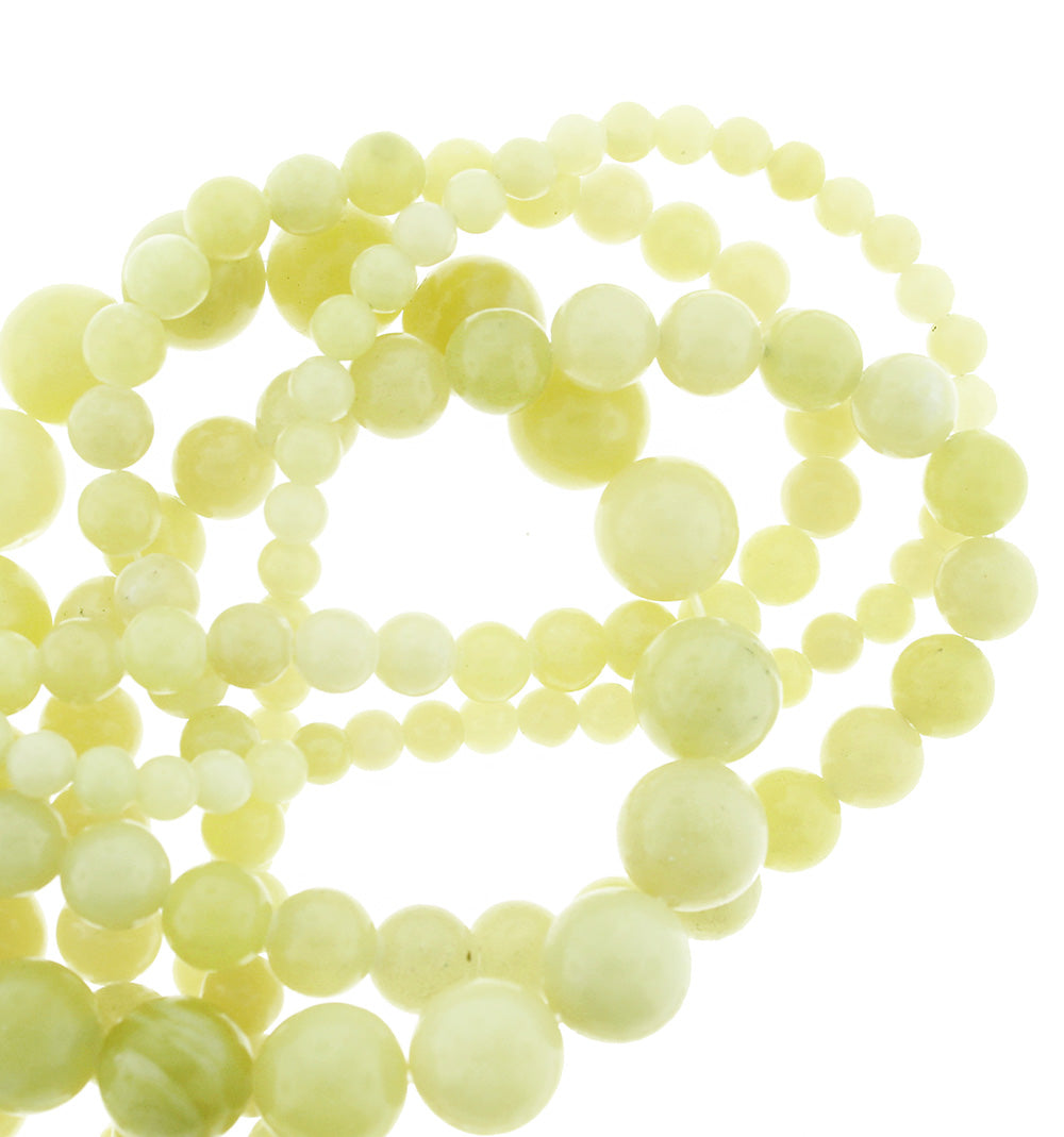 Perles de jade naturelles rondes 4mm - 10mm - Choisissez votre taille - Jaune citron - 1 brin complet de 15" - BD1846