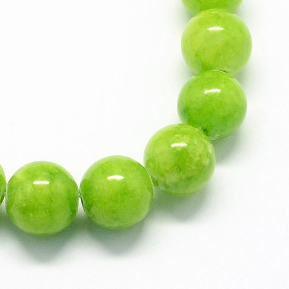 Perles rondes en jade naturel 6 mm - Vert pomme - 1 rang 66 perles - BD974