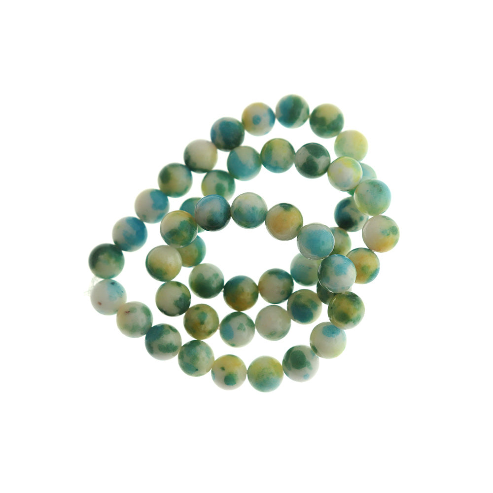 Round Natural Jade Beads 6mm - 10mm - Choose Your Size - Dyed Blue and Green - 1 Full 15.7" Strand - BD2539