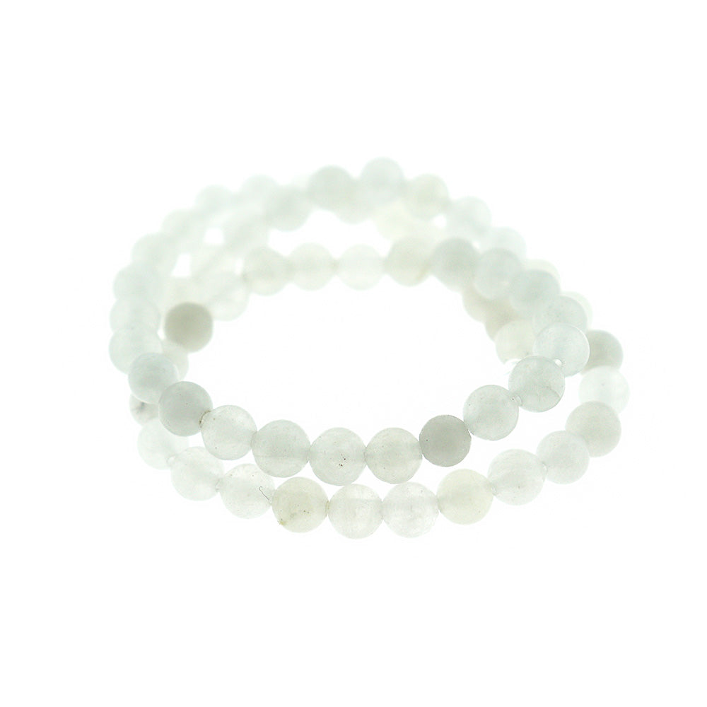 Round Natural Jade Beads 6mm - White - 1 Strand 64 Beads- BD2387