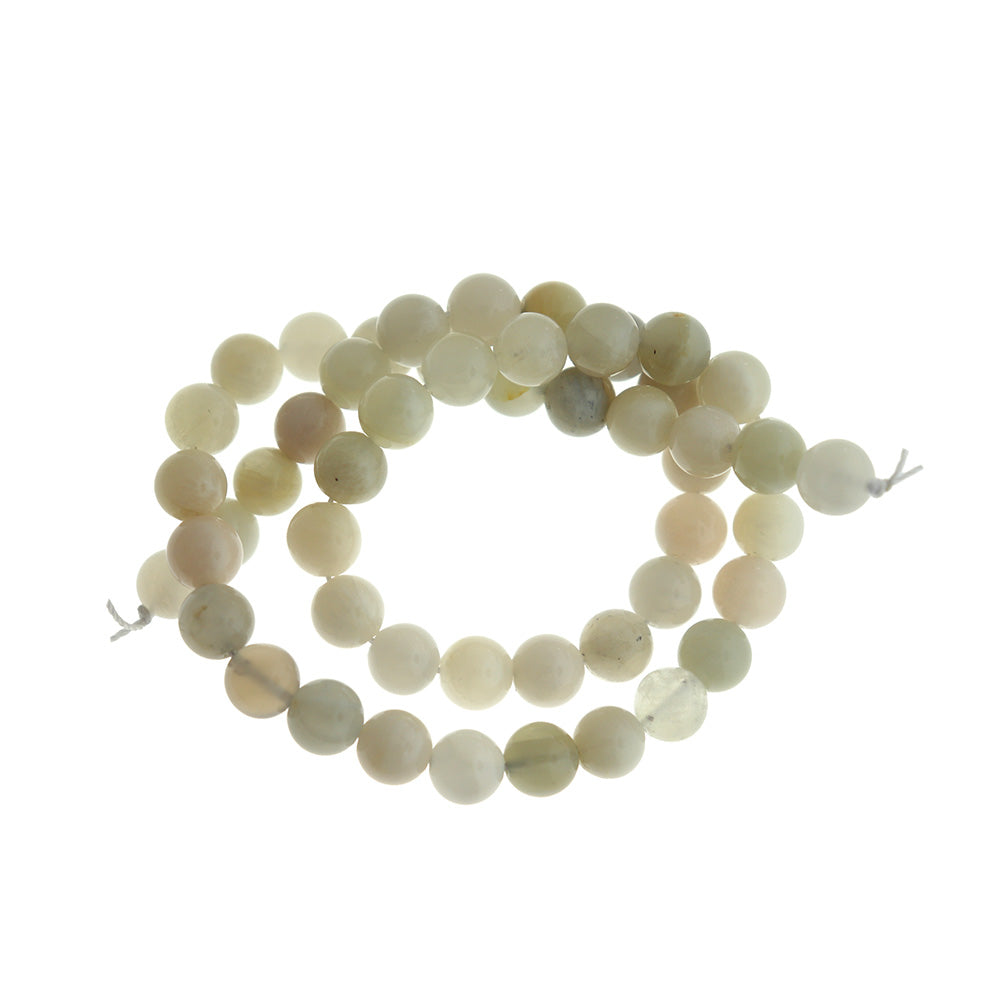 Round Natural Moonstone Beads 8mm - Cream White - 1 Strand 46 Beads - BD1738