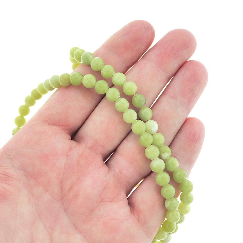 Round Natural Peridot Beads 6mm - Lime Green - 1 Strand 60 Beads - BD396