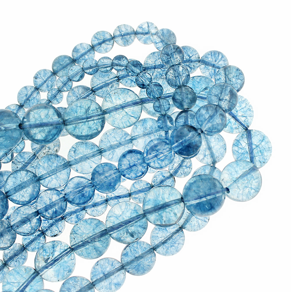 Perles rondes en quartz naturel 6 mm - 14 mm - Choisissez votre taille - Bleu clair - 1 brin complet de 39" - BD1843