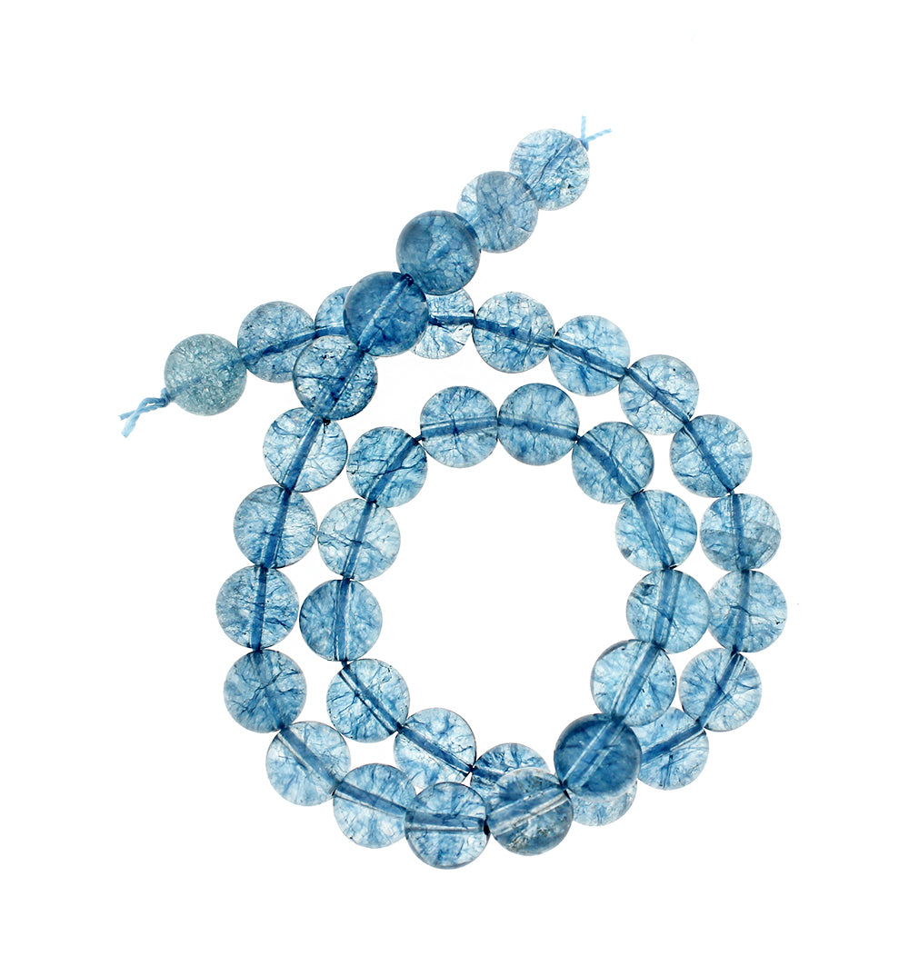 Perles rondes en quartz naturel 6 mm - 14 mm - Choisissez votre taille - Bleu clair - 1 brin complet de 39" - BD1843