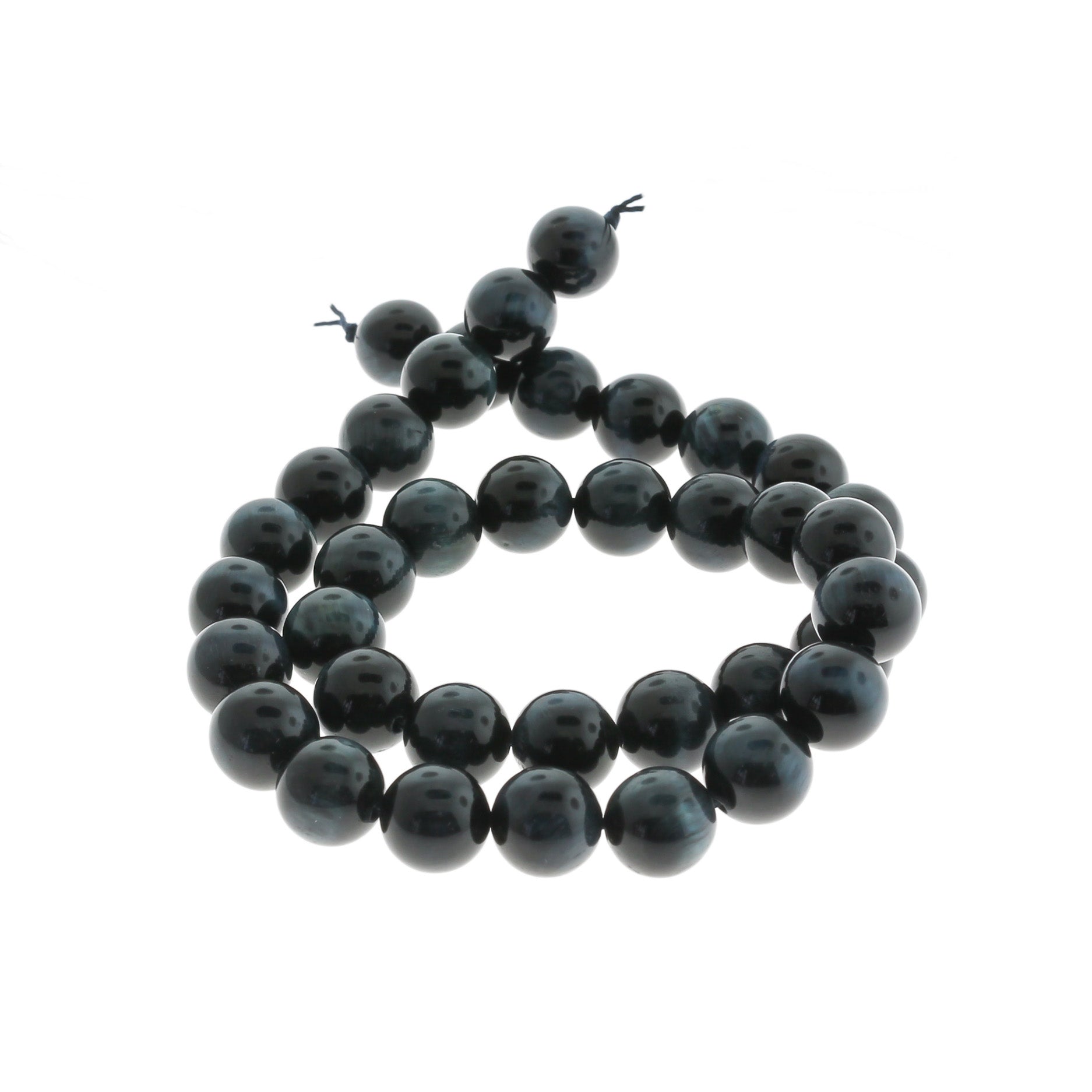 Perles rondes en oeil de tigre naturel 4mm - 14mm - Choisissez votre taille - Bleu foncé - 10 perles - BD741