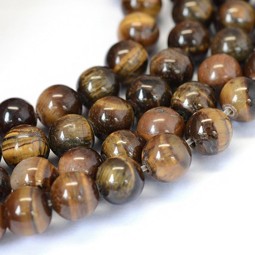 Round Natural Tiger Eye Beads - Golden Brown - 1 Strand - Choose Your Size!