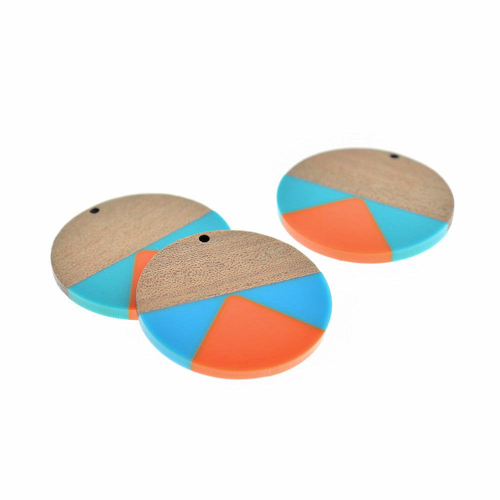 Round Natural Wood and Resin Charm - Choose Your Color!