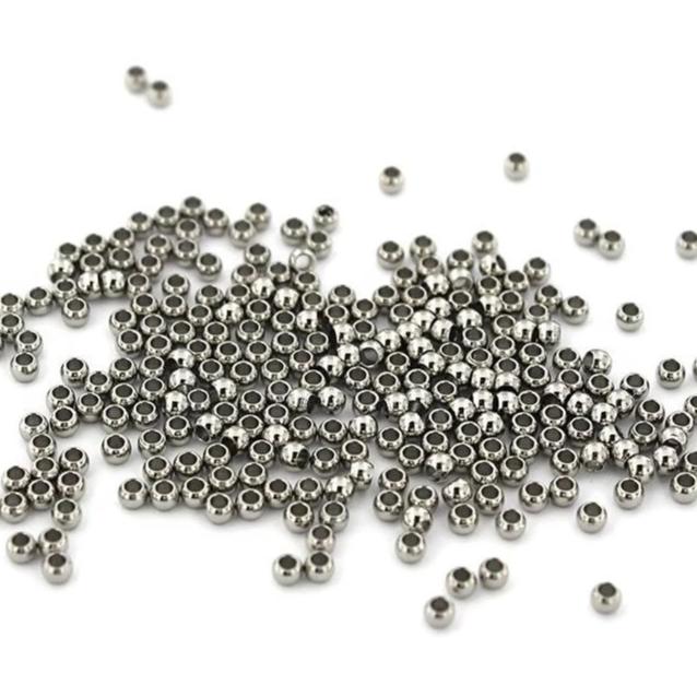 Perles intercalaires rondes 2 mm x 1,5 mm - ton argent - 100 perles - FD669