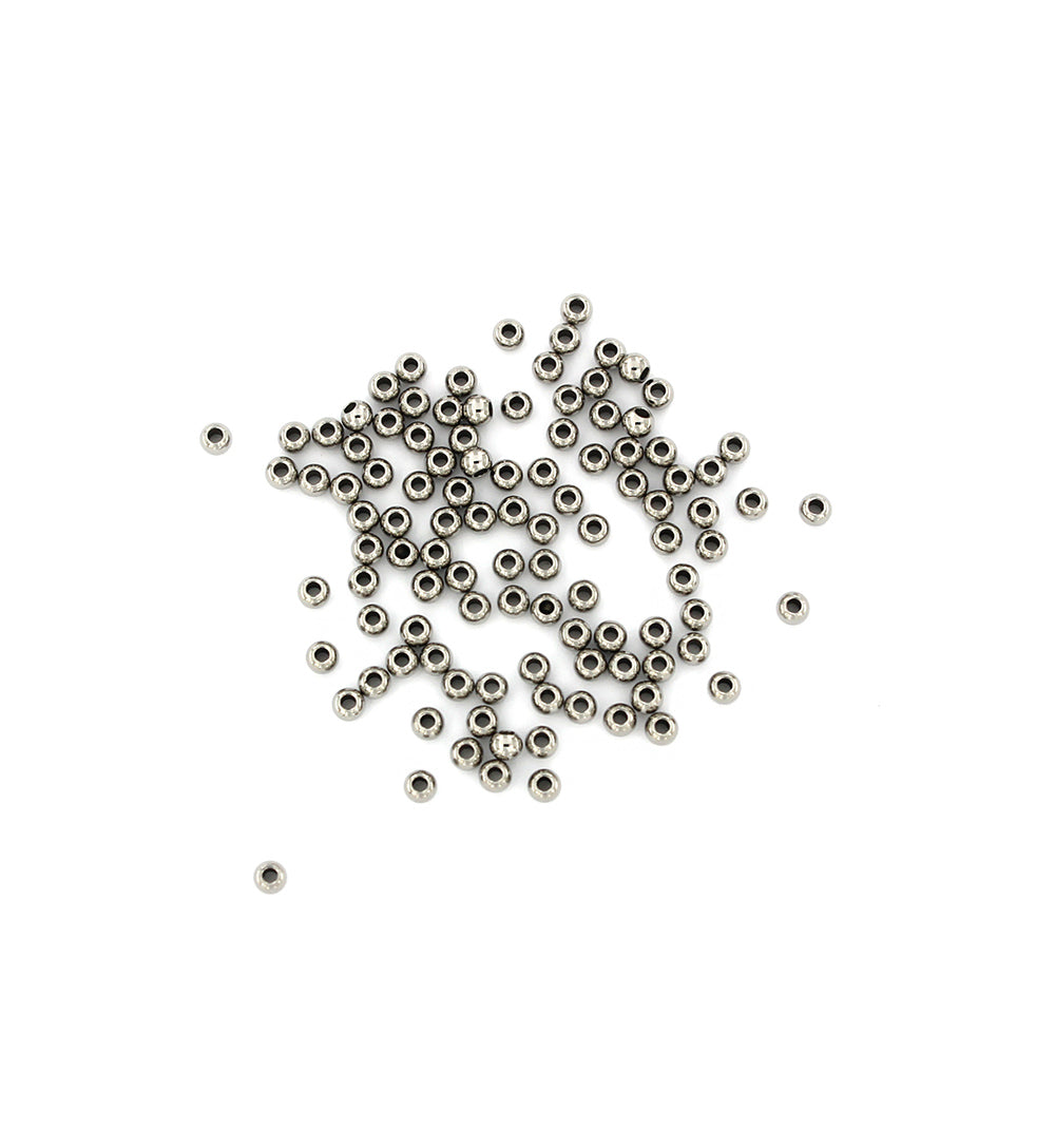 Perles d'espacement rondes 3 mm x 2 mm - ton argent - 50 perles - FD680