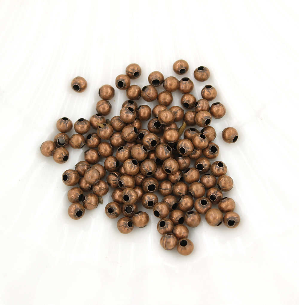 Round Spacer Beads 4mm x 4mm - Copper Tone - 500 Beads - FD416