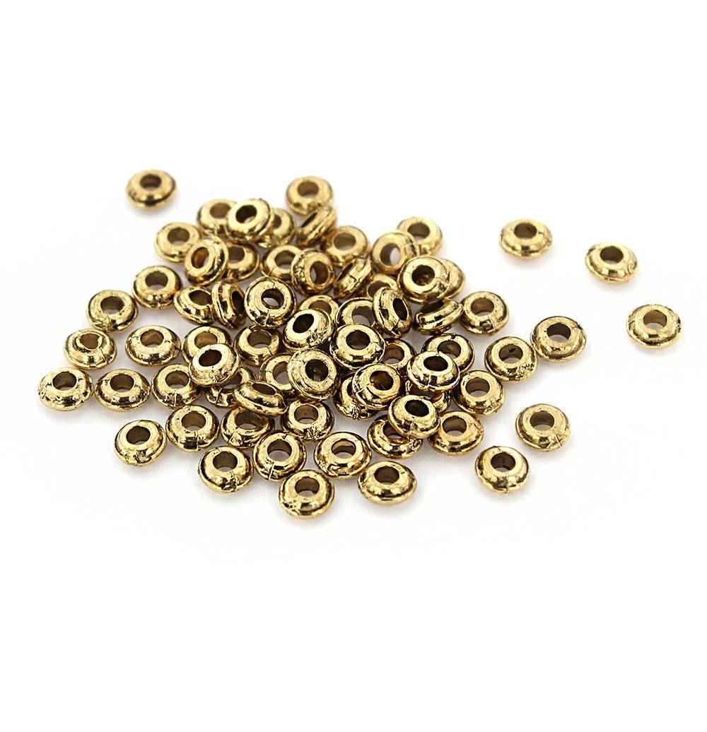 Perles intercalaires rondes 5,5 mm x 2,5 mm - ton or - 25 perles - GC1045
