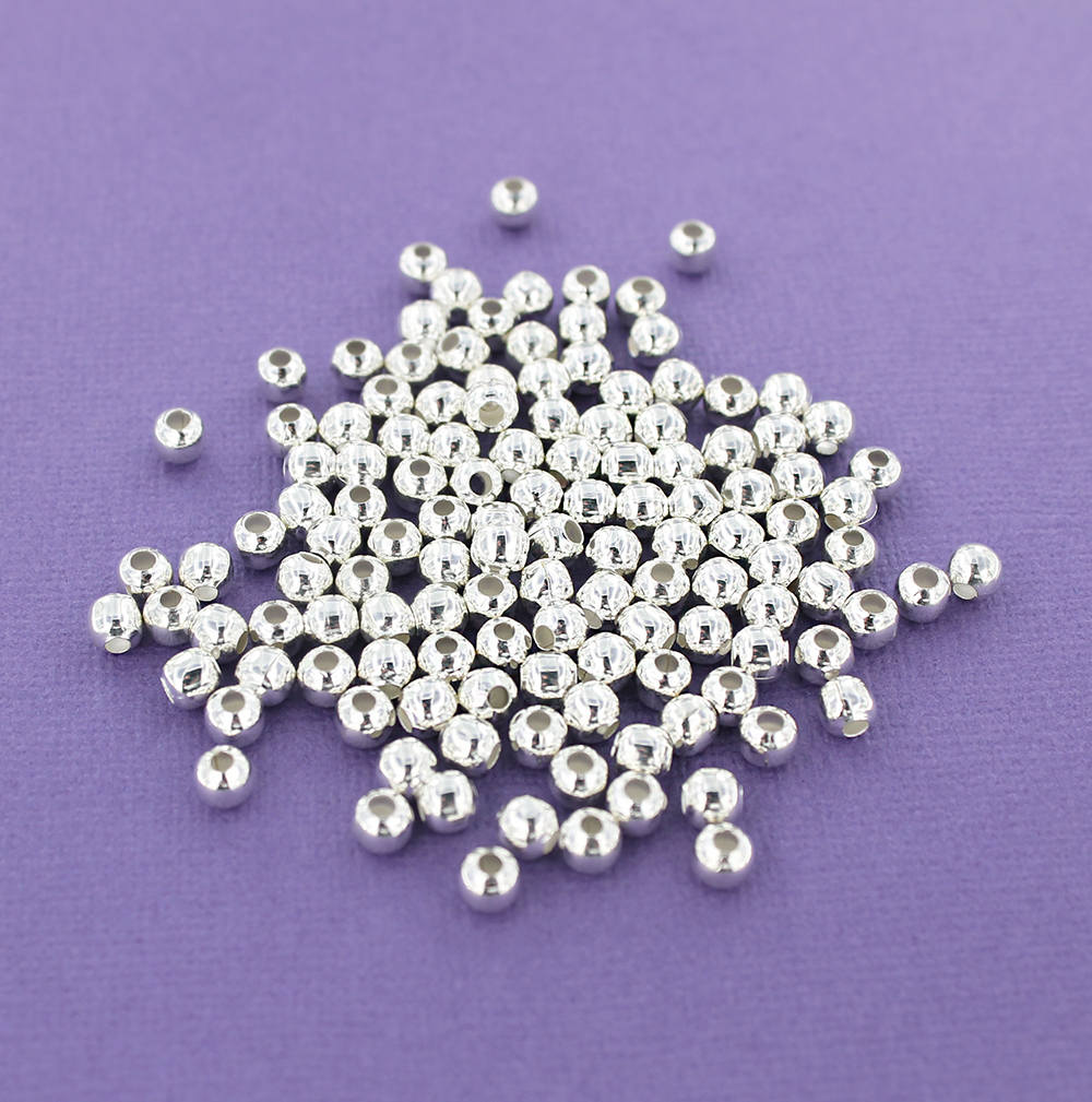 Round Spacer Beads 5mm - Silver Tone - 50 Beads - SC4530