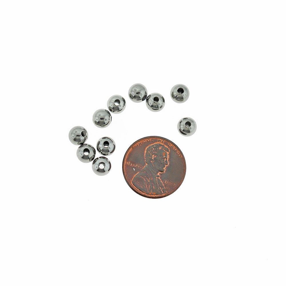 Round Spacer Beads 6mm - Silver Tone - 25 Beads - MT320