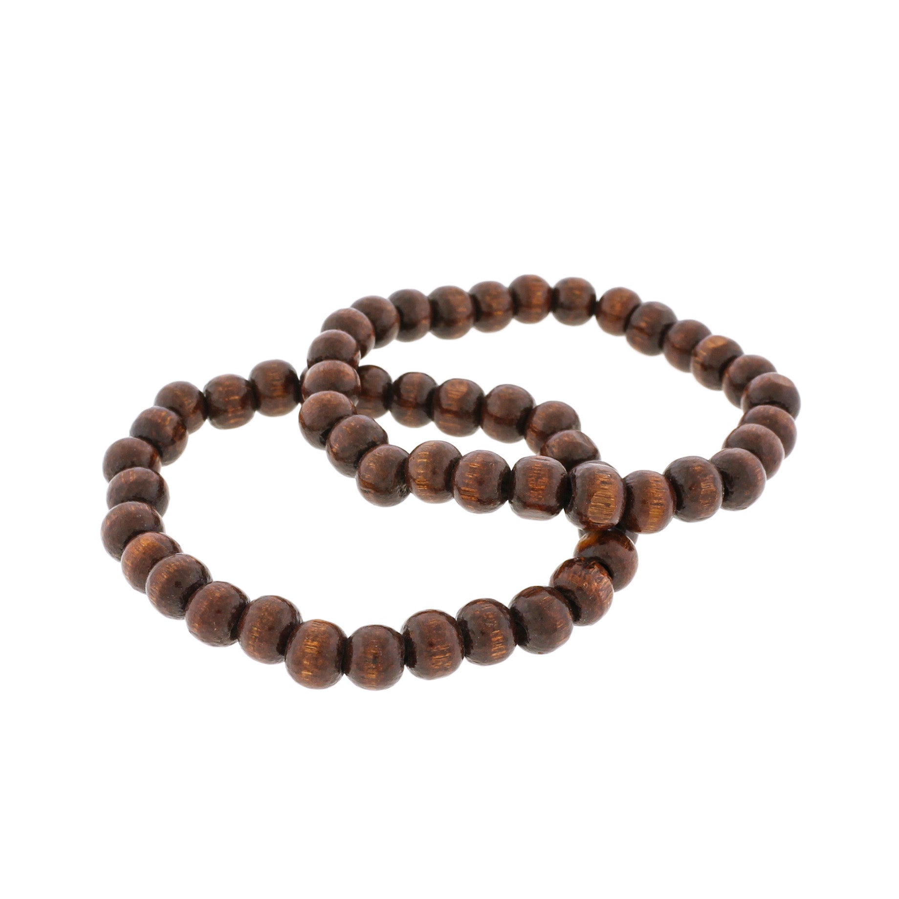 Round Wood Bead Bracelet - 50mm - Brown - 1 Bracelet - BB146