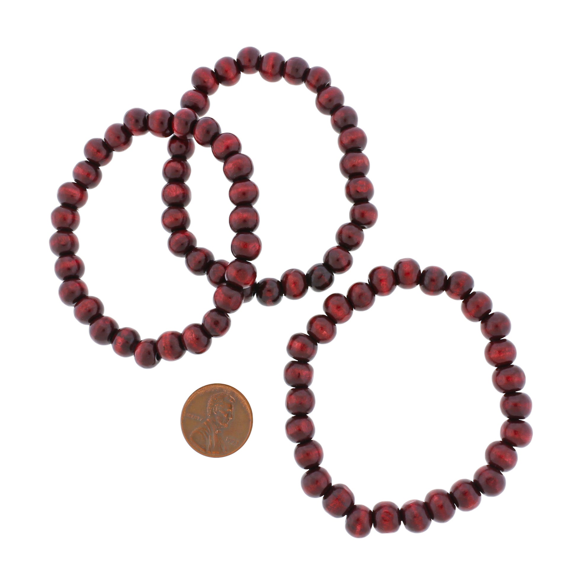 Round Wood Bead Bracelet - 8mm / 56mm - Choose from 8 Colors!