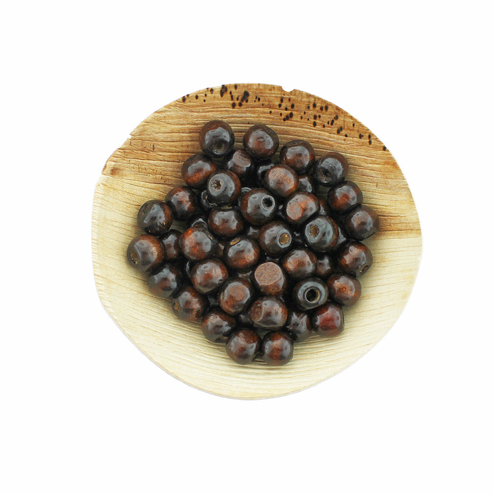 Round Wood Beads 10mm - Dyed Coffee Brown - 300 Beads - BD999