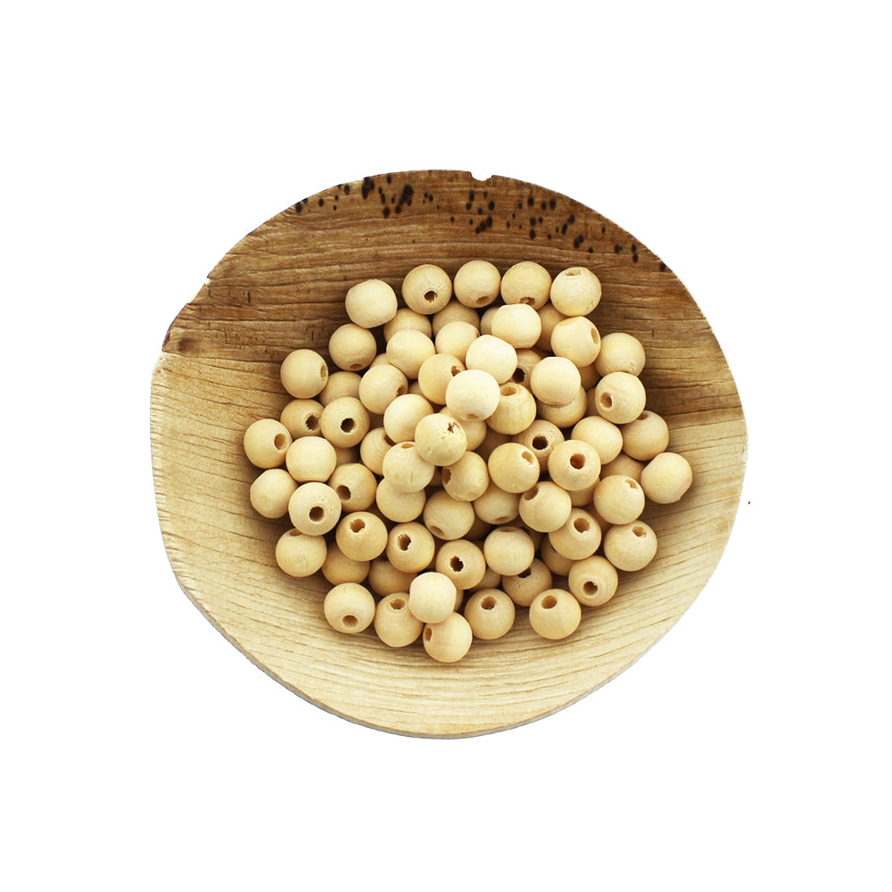 Perles de bois rondes 8mm - Mocassin inachevé - 300 perles - BD1088
