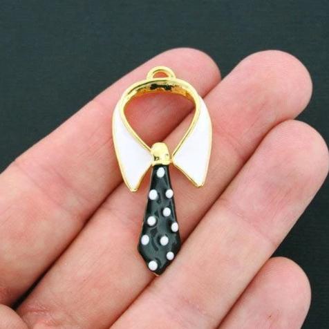 VENTE 2 breloques en émail doré cravate - E010