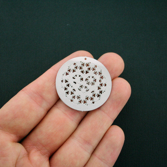 SALE Flower of Life Silver Tone Stainless Steel Charms - MT434
