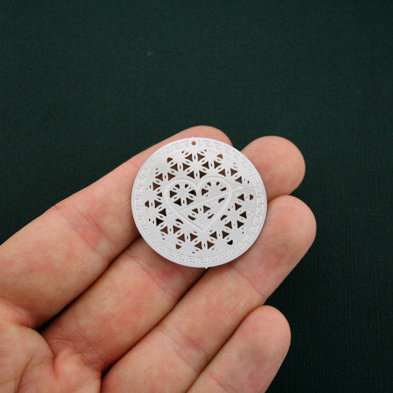 SALE Flower of Life Silver Tone Stainless Steel Charms - MT434