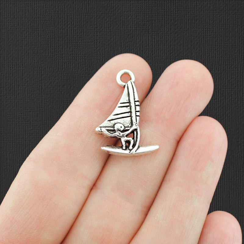 4 Wind Surfing Antique Silver Tone Charms - SC2229