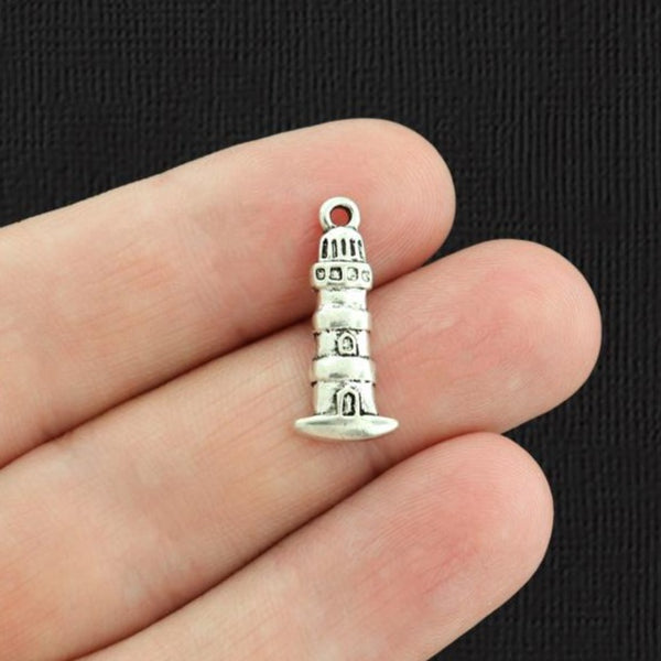 10 Lighthouse Antique Silver Tone Charms - SC4580