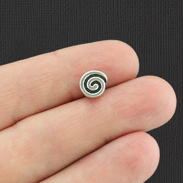 Perles d'espacement en spirale 8 mm x 9 mm - ton argent antique - 15 perles - SC5416