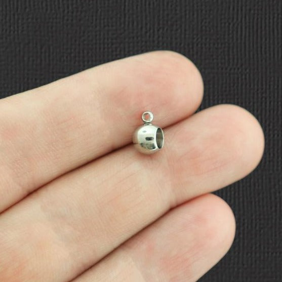 Bail perles en acier inoxydable 5 mm x 9 mm - ton argent - 8 perles - SC5709