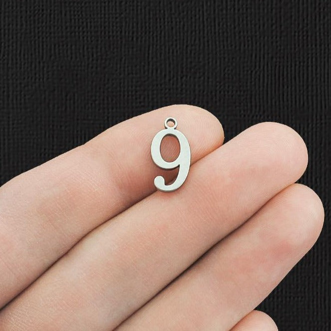 8 Number 9 Stainless Steel Charms - SSP289