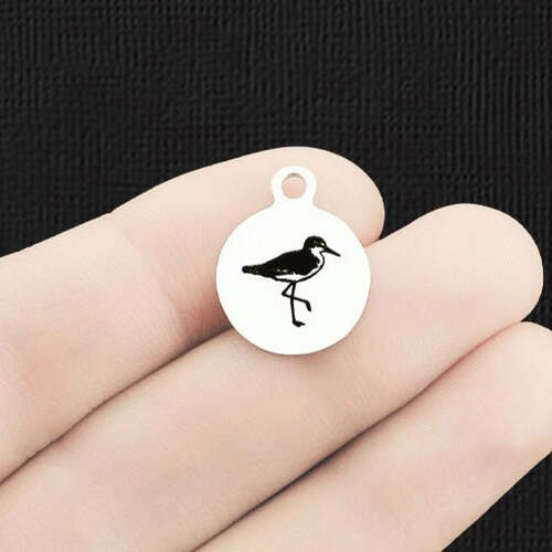 Bécasseau Petits Breloques Rondes en Acier Inoxydable - BFS002-6607