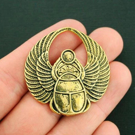 Scarab Beetle Antique Gold Tone Charm - GC164