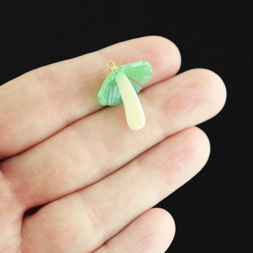 Sea Green Mushroom Plastic and Acrylic Charm 3D - K155