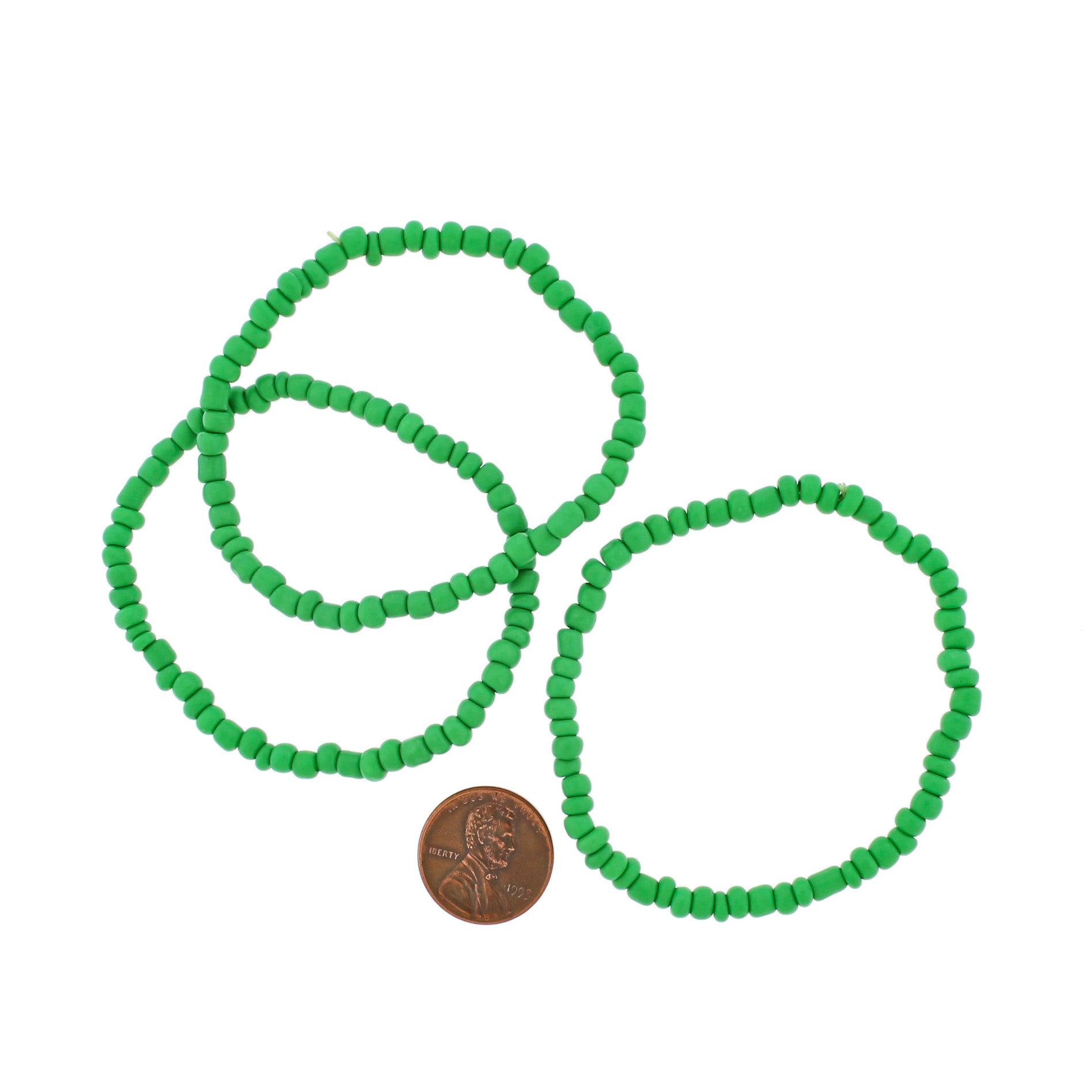 Bracelet Perles de Verre Graines - 65mm - Vert Citron - 1 Bracelet - BB250