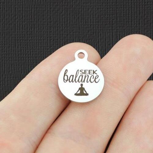 Seek Balance Stainless Steel Small Round Charms - BFS002-4975