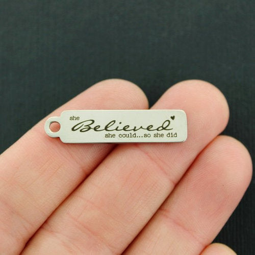 She Believed Stainless Steel Charms - She could so she did - BFS015-7049