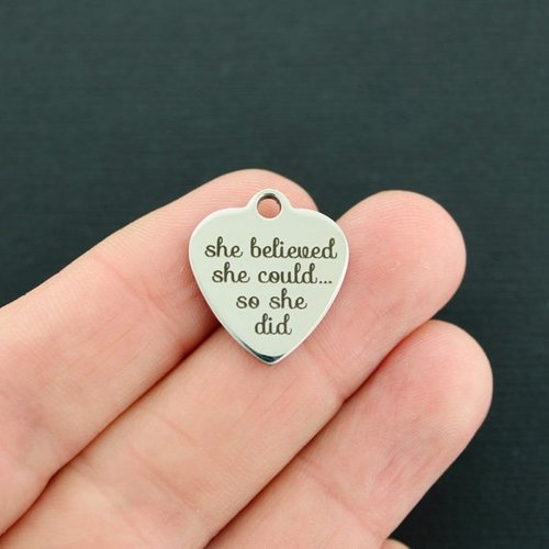 She believed Stainless Steel Charms - She could... so she did - BFS011-3398