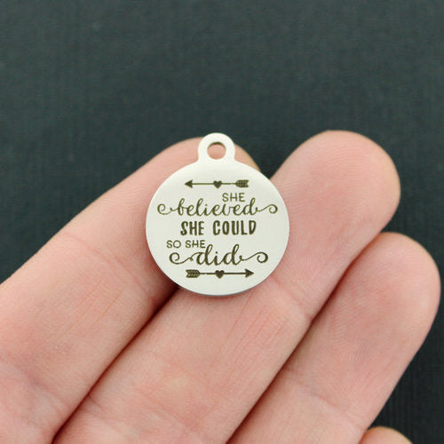 She believed Stainless Steel Charms - she could so she did - BFS001-4468