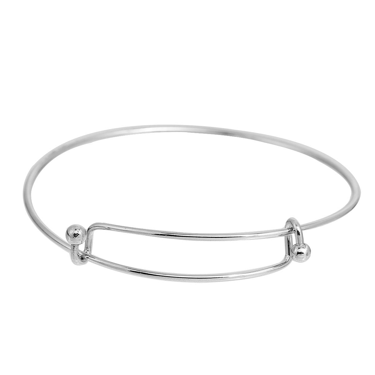 Silver Tone Adjustable Bangle - 71.4mm - Choose Your Quantity!