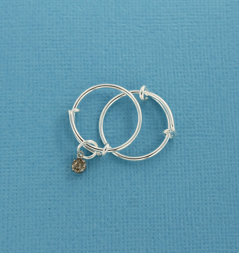 Silver Tone Adjustable Ring Bases - 15.9mm - 2 Pieces - FD394