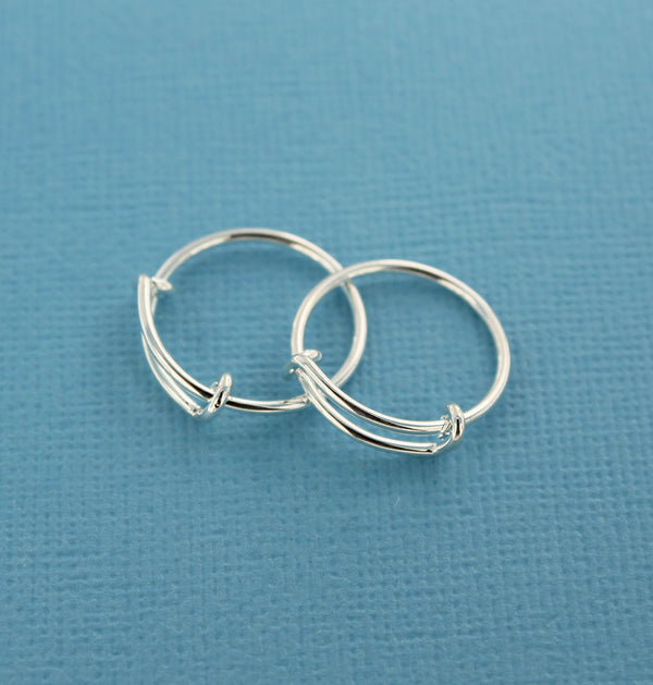 Silver Tone Adjustable Ring Bases - 15.9mm - 2 Pieces - FD394