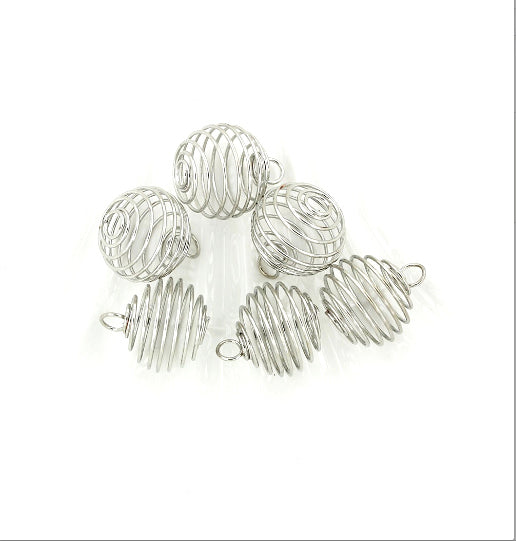 Cages à perles argentées - 15 mm x 14 mm - 5 pièces - Z216