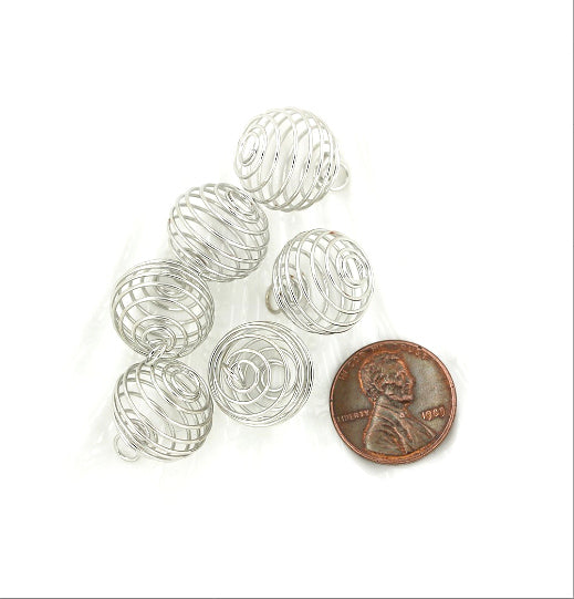Silver Tone Bead Cages - 15mm x 14mm - 5 Pieces - Z216