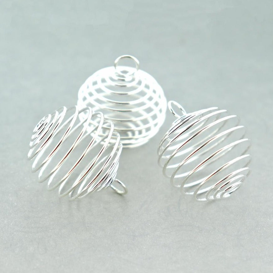 Cages à perles argentées - 30 mm x 24 mm - 6 pièces - FD812