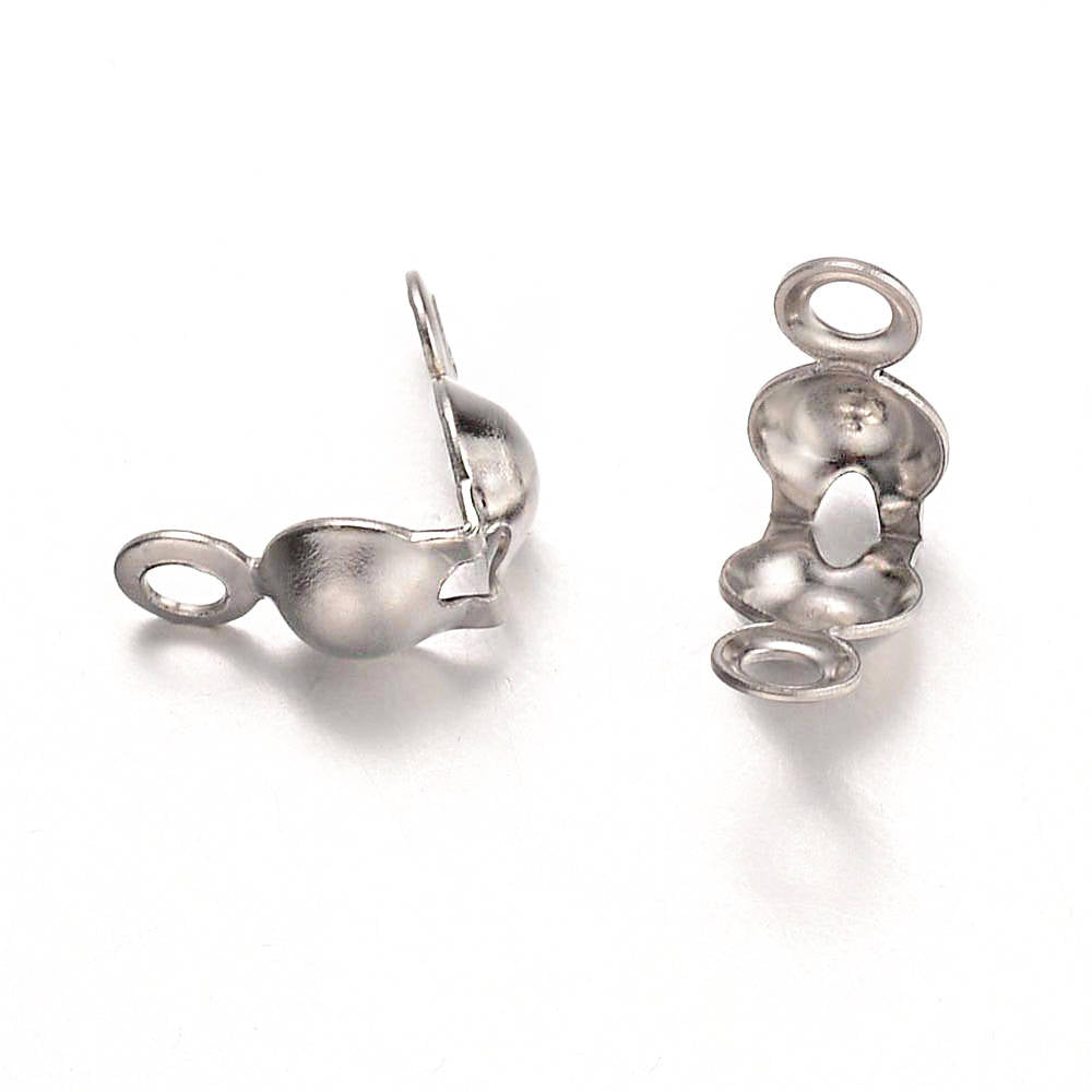 Pointes de perles argentées - 8,5 mm x 4 mm à clapet - 50 pièces - FD483