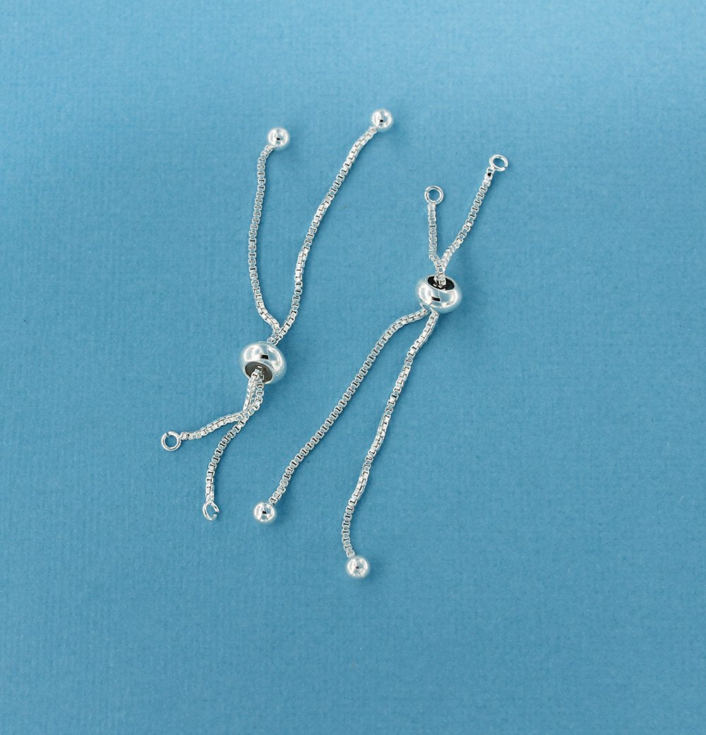 Silver Tone Box Chain Bracelet Base 140mm - 1mm - 2 Bracelets - Z349